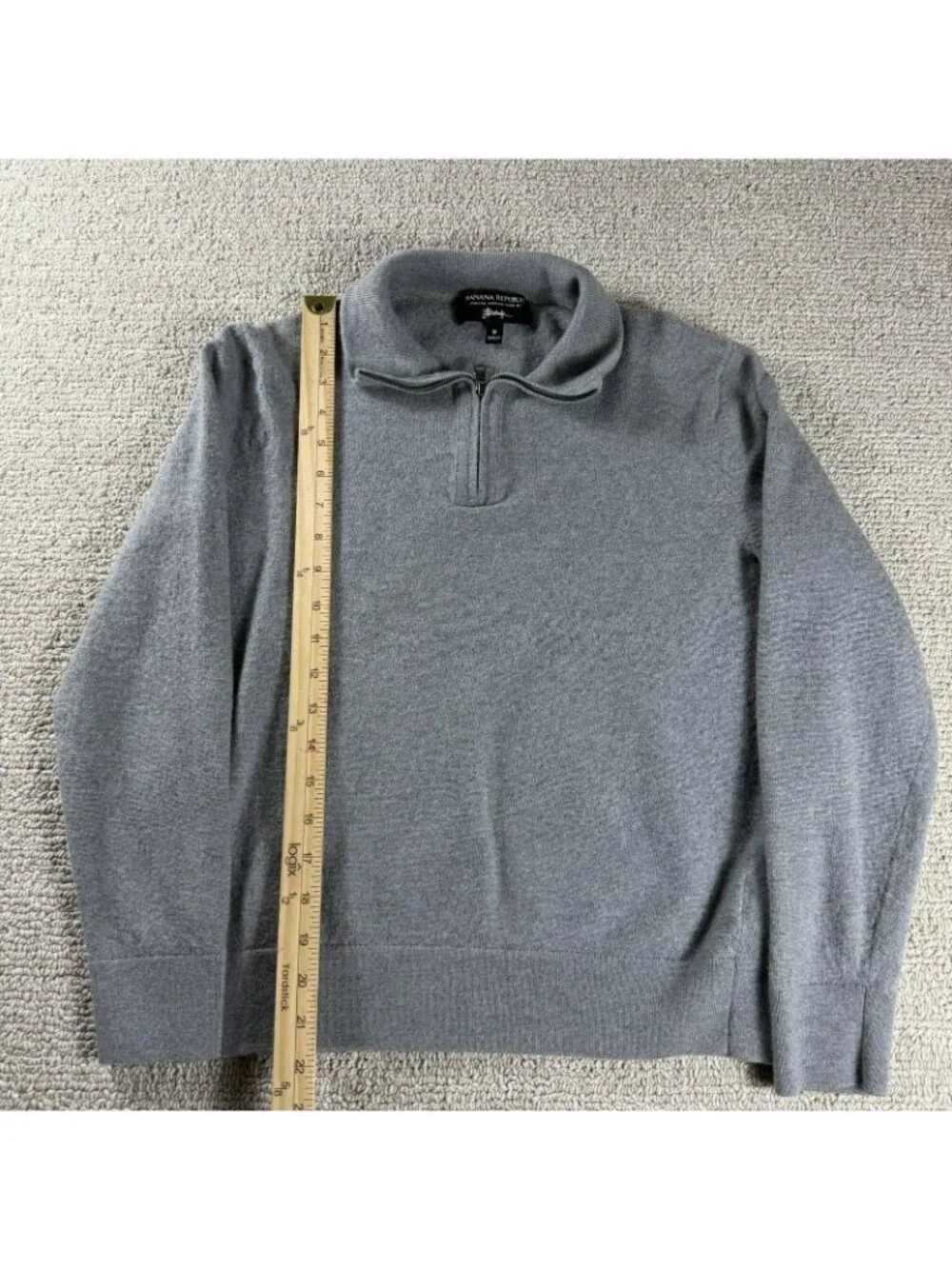 Banana Republic Italian Wool Baruffa 1/4 Zip Sweater Gray Men’s Size Medium